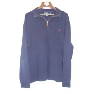 RALPH LAUREN POLO MENS NAVY BLUE QUARTER ZIP SWEATER SWEATSHIRT SIZE XL   D123